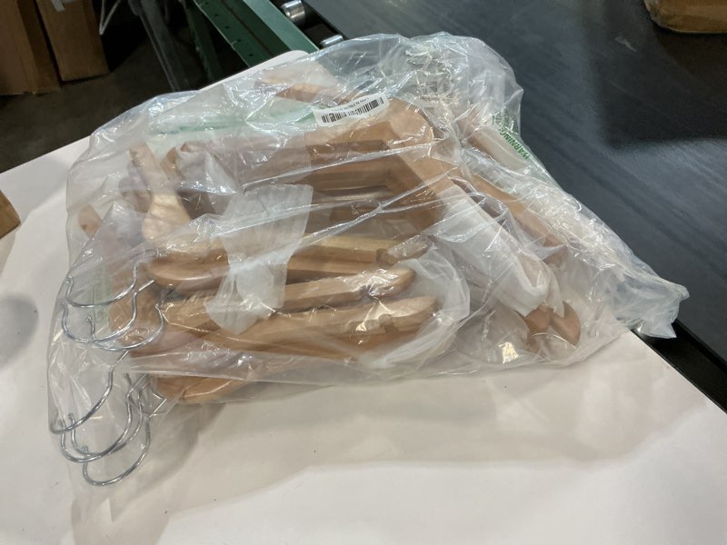 Condition photo showing Good Condition for nature smile juniors preteen older children wooden coat hangers 14 inches wood dress shirt jacket hangers with anti-rust hook (20 pack natural)