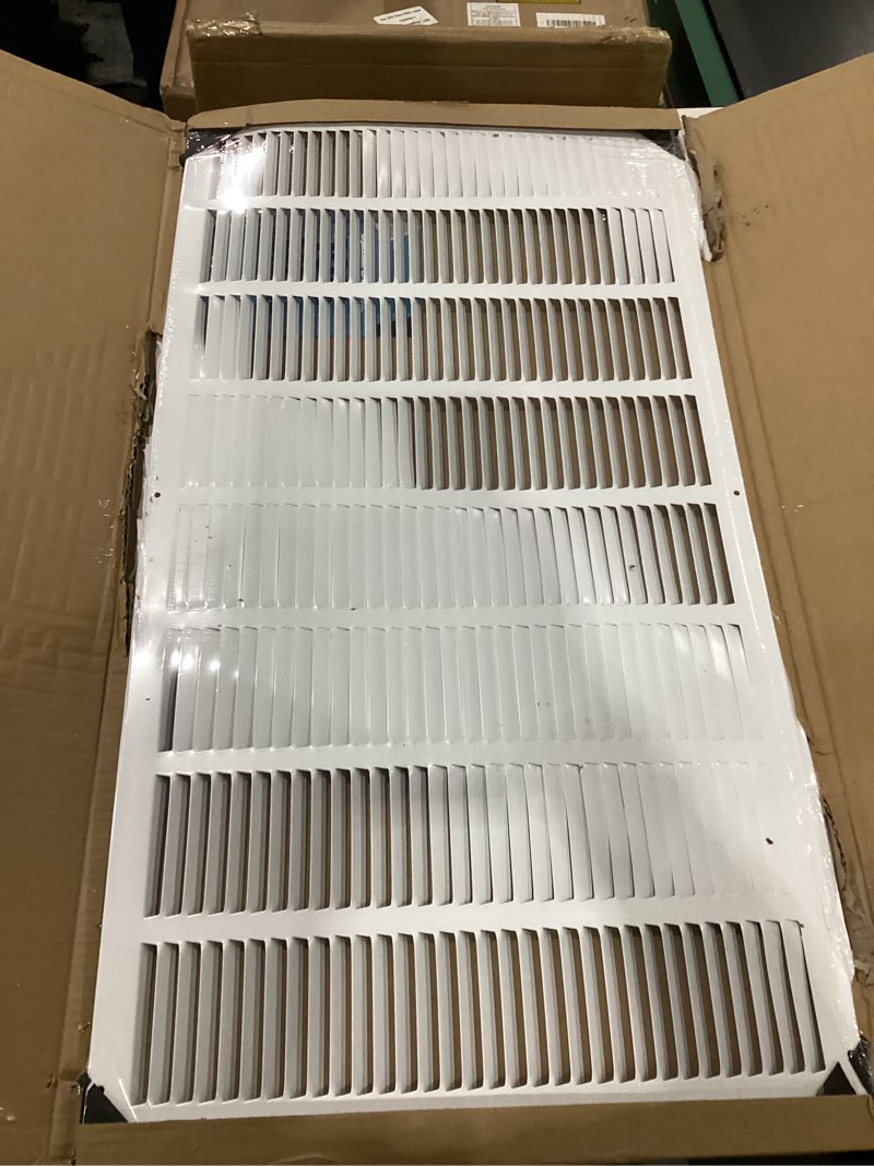 Condition photo showing As Is for Fits 32x16 Duct Opening | Steel Return Air Grille by Handua | Vent Cover Grill for Sidewall and Ceiling | White | HVAC Cold Air Intake Grille | Outer Dimensions: 33.75"W X 17.75" 1 32"W x 16"H [Duct Opening]