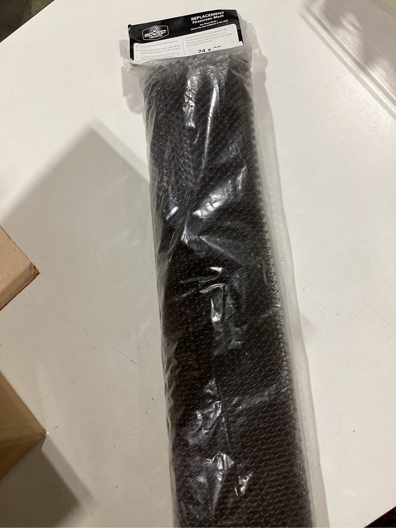 Condition photo showing Good Condition for midwest hearth fireplace screen mesh curtain, 22 in. high - made in usa, 19-gauge steel, 2 panels - antique bronze antique bronze 22"h x 24"w