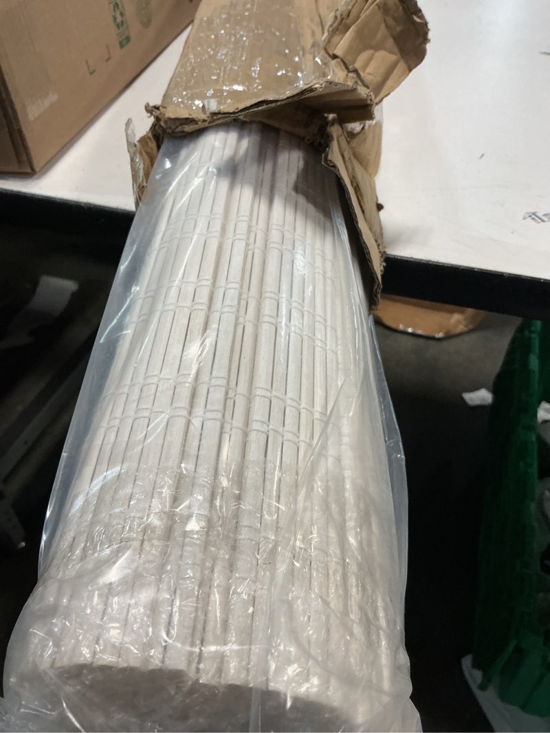 Condition photo showing New/Like New for lazblinds no tools no drill cordless bamboo roman shades, light filtering window treatment, roll up bamboo blinds for windows 44'' w x 64'' h, whitewash t light filtering-whitewash t 44" w x 64" h