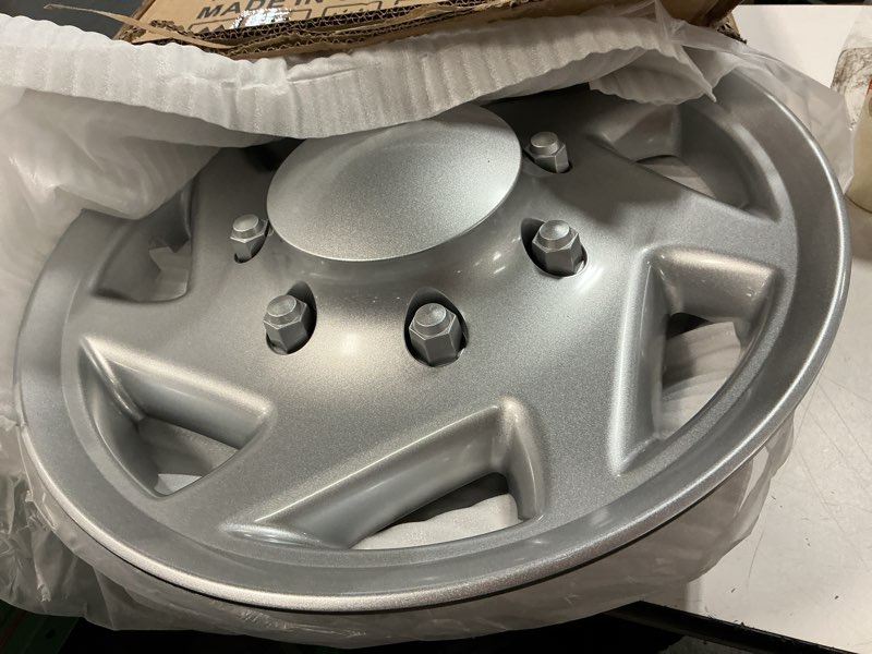 Condition photo showing Good Condition for 4pcs for ford econoline e250 e350 e450 hub caps van full wheel covers, 16" steel wheel covers, 8 lug, 1999-2018 (silver)