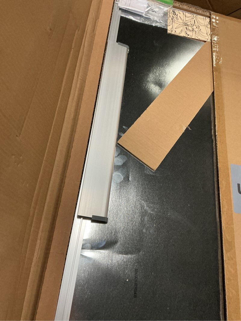 Condition photo showing As Is for U Brands Magnetic Whiteboard, 36" x 24", Wall Mounted Dry Erase Board with Silver Aluminum Frame, White Board for Home, Office, Classroom 23"W x 35"H