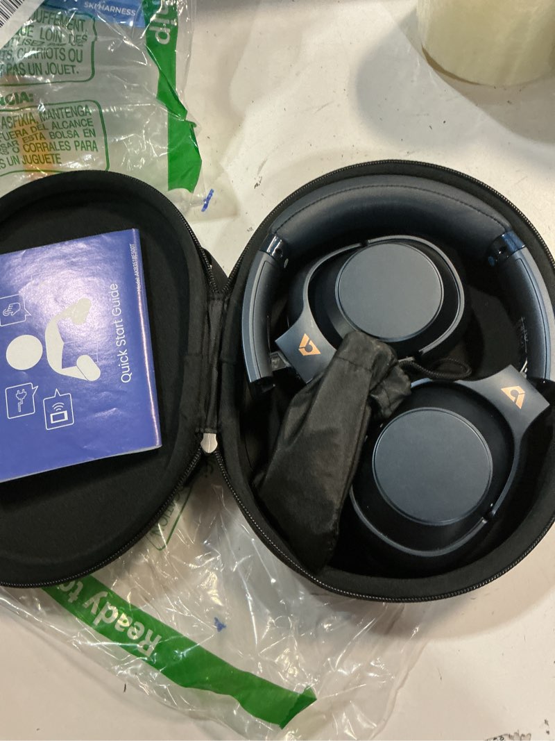 Condition photo showing Good Condition for Bluetooth 5.2 Hybrid Active Noise Cancelling Headphones for Airplane Travel, 90H Playtime Wired and Wireless Over Ear ANC Headset for Adults, Android, Home Office E500Pro Blue