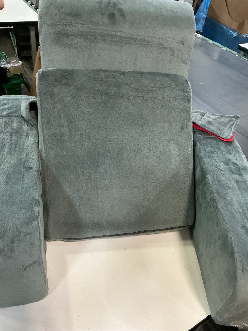Condition photo showing Good Condition for kayfia reading pillow, 10 in 1 back pillow for bed sitting up with detachable arms rest, back rest with gel memory foam, reading/gaming/working in bed or couch 21'', gray gray large (21")