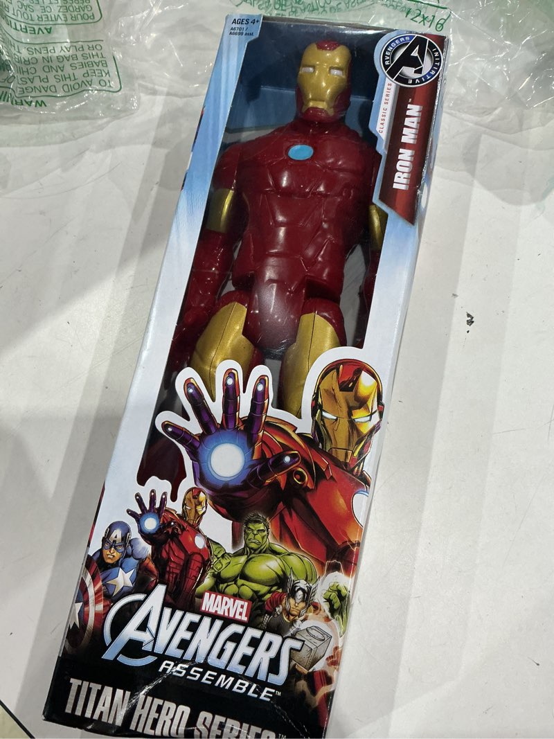 Condition photo showing Good Condition for hasbro marvel avengers series marvel assemble titan hero iron man 12' action figure