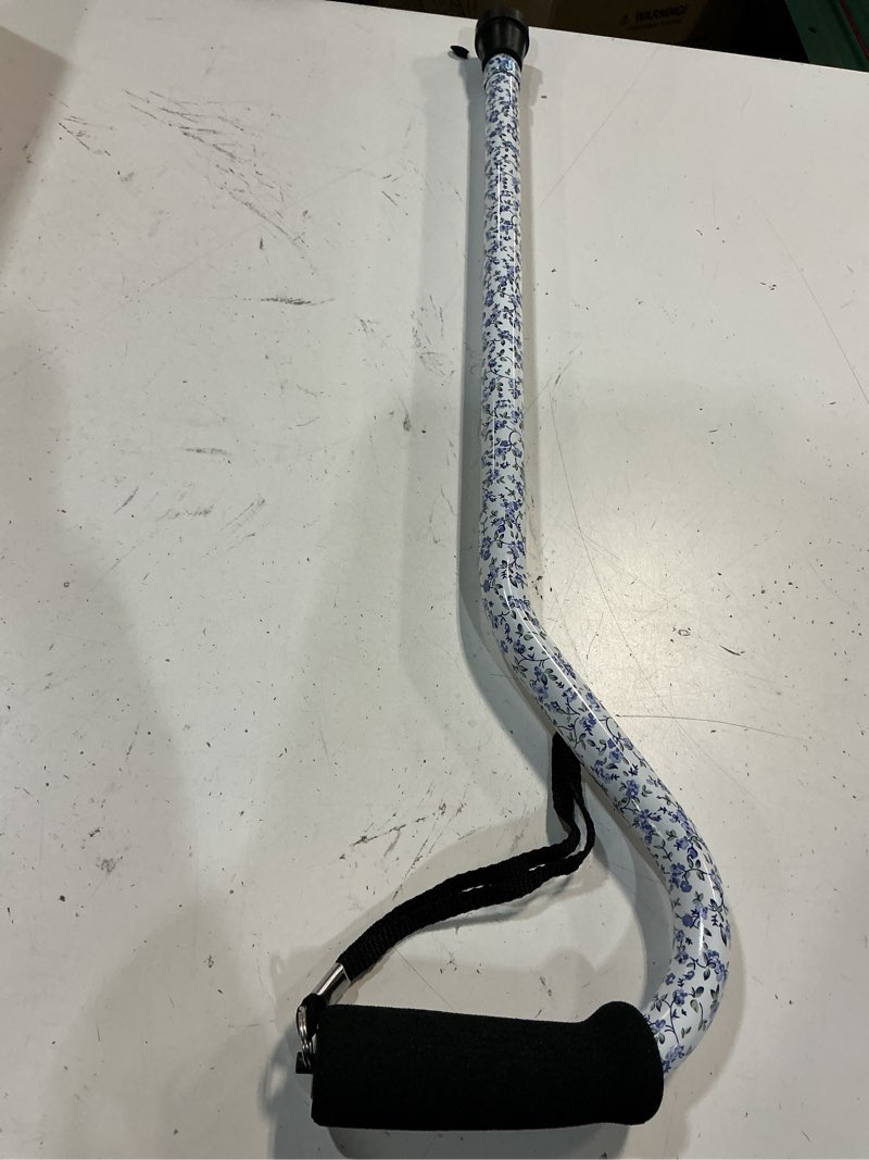 Condition photo showing As Is for dmi adjustable designer cane with offset handle tiny flowers 1 count (pack of 1)
