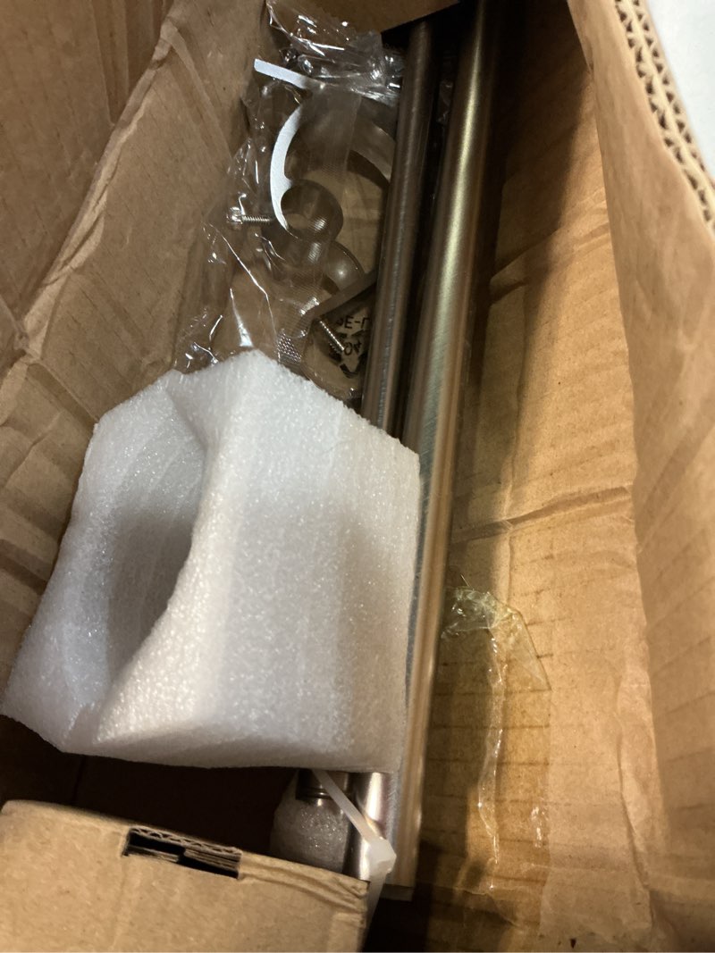 Condition photo showing Good Condition for modern gold curtain rods for windows 48 to 84 inches adjustable length heavy duty 1" diameter brass window curtain rod with solid metal finials for outdoor farmhouse bedroom kitchen living room 16"-88"|1 pack