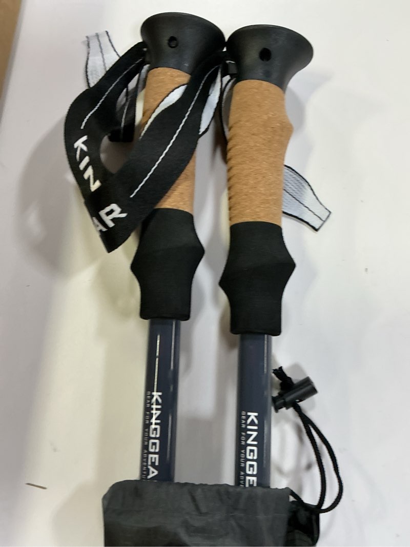 Condition photo showing Good Condition for KINGGEAR Nordic Walking Stick, TP1 Hiking Poles Retractable Lightweight 7075 Aluminum, Trekking Poles with Flip Lock, Natural Cork and EVA Grip, 2pc Hiking Gear Black