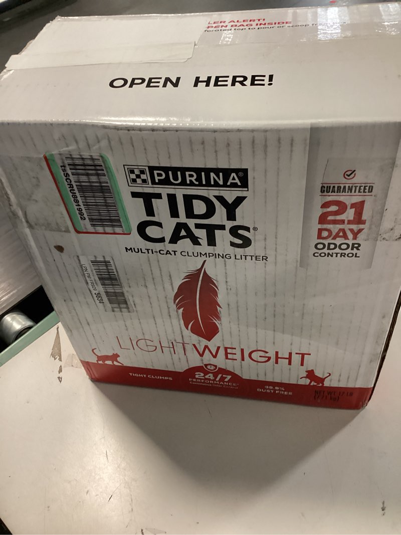 Condition photo showing New/Like New for purina tidy cats lightweight 24/7 performance odor control, multi-cat, clumping, 99.9 percent dust free cat litter - 17 lb. box 17 pound (pack of 1)