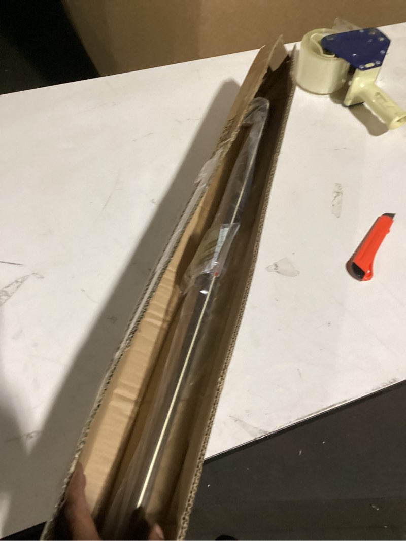 Condition photo showing As Is for Antique Bronze Disc Curtain Rods, 28-48 Inches Window Curtain Rod,Adjustable Room Darkening Drapery Rod with Aluminum Finials and Brackets,Wrap Around Design 28-48-inch Antique Bronze