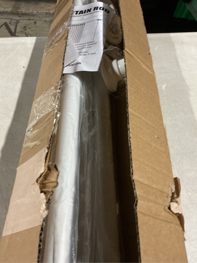 Condition photo showing As Is for zocone tension curtain rod 51-148 inch (4.25-12ft), extra long outdoor tension rod for patio, shower curtain rod no drilling, heavy duty tension rod for bathroom window, easy to install, white white 51-148 inches