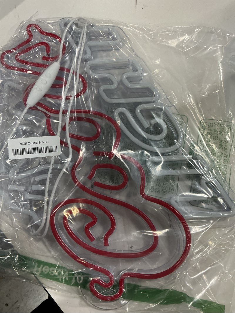 Condition photo showing As Is for jfllamp crs light neon signs for wall decor neon lights for bedroom led signs suitable for man cave bar pub restaurant christmas birthday party gift led art wall decorative crs light bar sign, 5v usb power, 17*11 inch(azure+red+white?