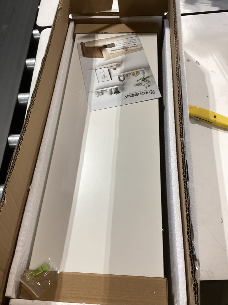 Condition photo showing Good Condition for forbena white floating shelves for wall decor, 24 inches long wall shelves for bedroom storage, large deep hanging shelves for bathroom office laundry living room book kitchen closet -set of 3 23.6 inch white