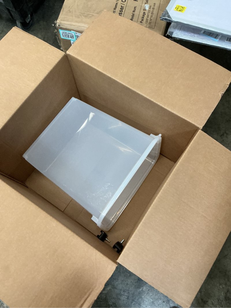 Condition photo showing As Is for no lid incomplete iris usa dog food storage container, up to 30 lbs, navy, made in usa | wheels for mobility, airtight seal, bpa-free, best for bird seed, cat food, cat litter, chicken feed, pellets