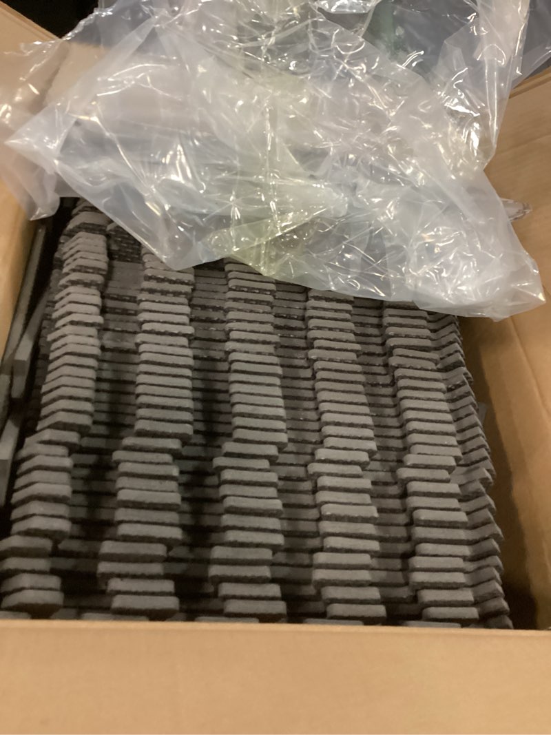 Condition photo showing As Is for Nuanchu 60 Pcs Kids Foam Puzzle Floor Mat Bulk Solid Color Foam Play Mat with Borders Interlocking Multi Use Floor Rug for Baby Toddler Children Crawling Exercise Playroom 12 inch (Black)