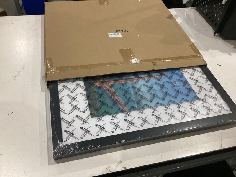 Condition photo showing New/Like New for pealsn 16x20 picture frame set of 2, display pictures 11 x 14 with mat or 16 x 20 without mat for wall mounting display, poster frames, black. black 16 x 20