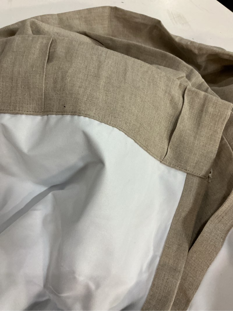 Condition photo showing As Is for quince  european  linen true blackout  curtain  48 in x 96  in 1 pack
