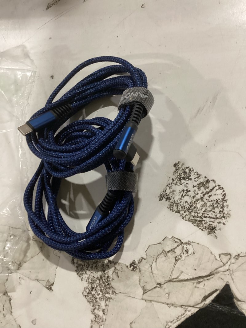 Condition photo showing Good Condition for ainope usb c cable 60w 2-pack 6.6ft nylon braided usb c to usb c cable type c charger fast charging right angle usbc cable charger cord for iphone 16 pro max 15 plus samsung s24 s23 ipad pro blue 6.6ft+6.6ft blue 2