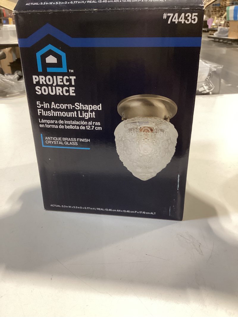 Condition photo showing Good Condition for project source 1-light 5.3-in antique brass incandescent flush mount light
