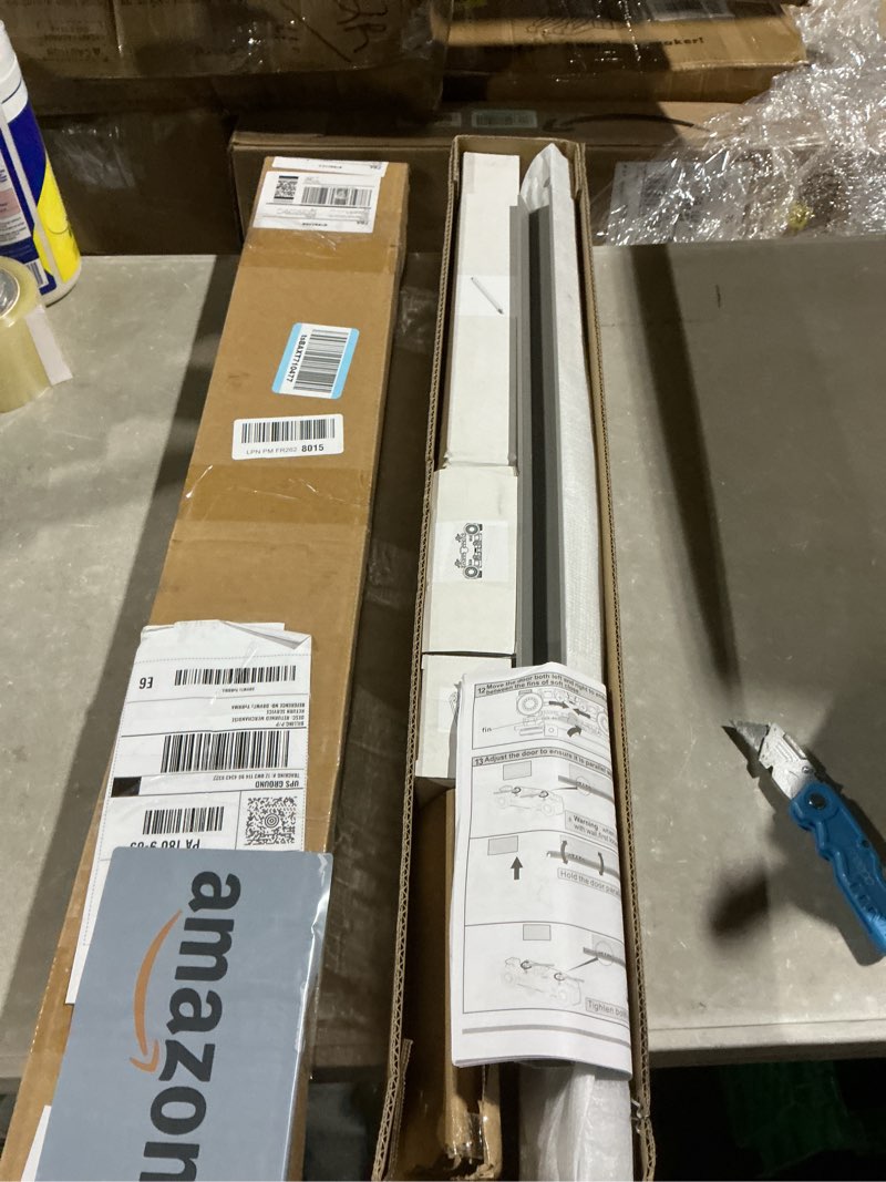 Condition photo showing Good Condition for 32" concealed sliding barn door hardware kit with soft close mechanism for 24in passage opening, hidden sliding door hardware, trackless rail, wall mount for interior wooden doors (no door) 32'' hardware kit