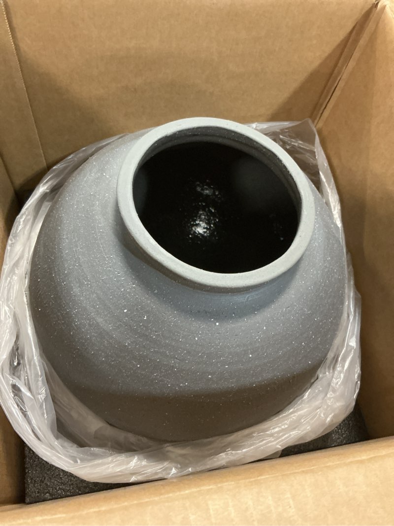 Condition photo showing Good Condition for ceramic rustic vase, 10.8 inch farmhouse minimalist tall flower vase for table, living room, home decor, bathroom, holiday, wedding, set of 1, sandstone black sandstone black 10.8 inch
