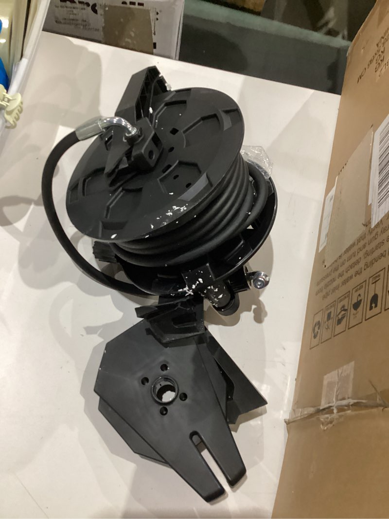 Condition photo showing As Is for electric pressure washer, 2.8 gpm high power washer adjustable pressure 2500psi-5000psi with 33ft extension hose reel, 4 nozzles and soap bottle for cars/fences/driveways 22.83in blue