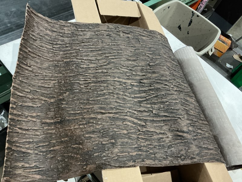 Condition photo showing As Is for (used)artificial tree bark, 19.69x39.37 inch fake bark for columns,walls, floors, tree decoration for pillars pipes decor,cuttable simulation tree bark