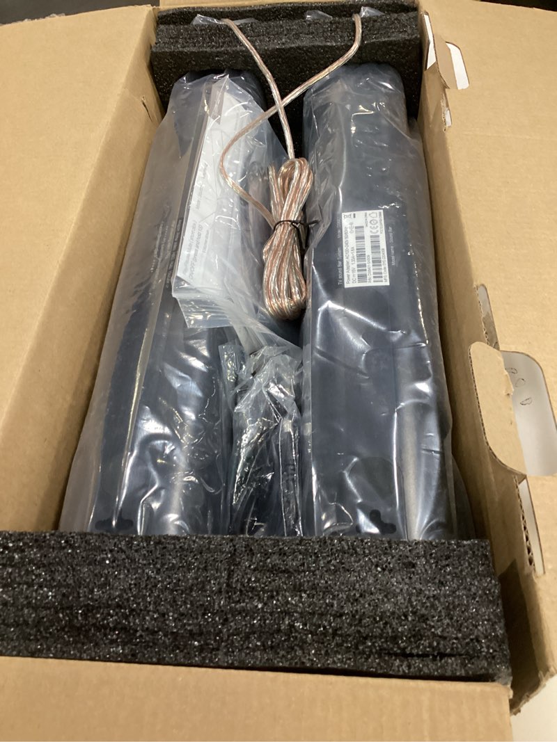 Condition photo showing Good Condition for sound bar for smart tv, 80w 2.0 channel detachable soundbar with optical/arc/aux/bluetooth, surround sound system for home theater, wall mountable or desktop tv speaker. 80w 31 inch