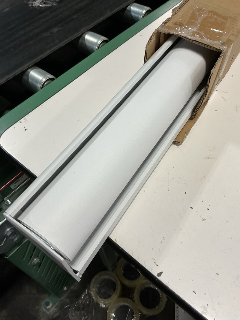 Condition photo showing As Is for persilux free-stop cordless 100% blackout roller window shades for home, natural woven fabric uv protection privacy roller shades for windows blinds for sliding glass doors, bedroom, cream 34"w x 64"h