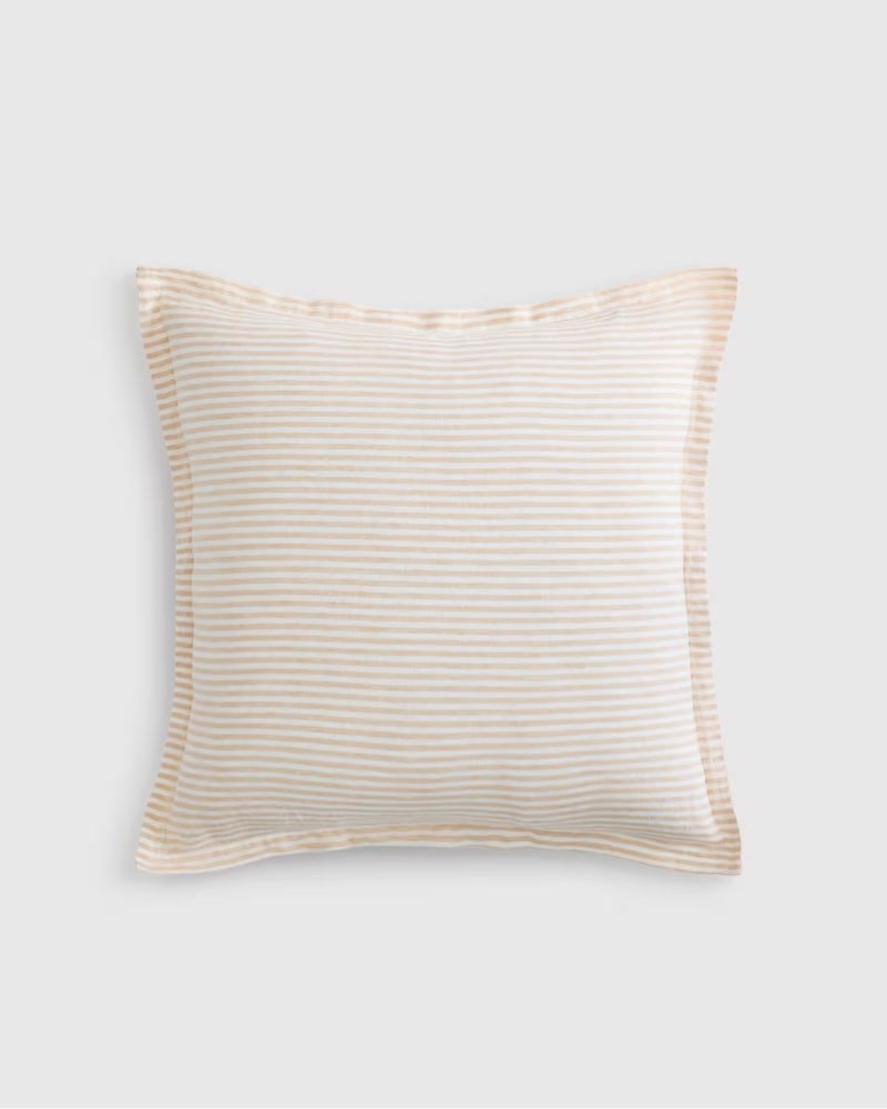european linen stripe euro sham color: natural/white stripe