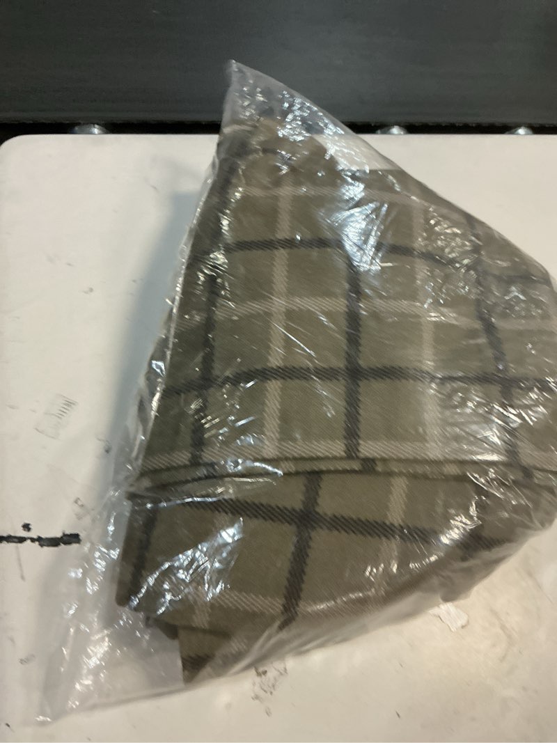 Condition photo showing Good Condition for RYB HOME Moss Green Plaid Curtains for Living Room Dining Room, Linen Blend Light Filtering Semi-She