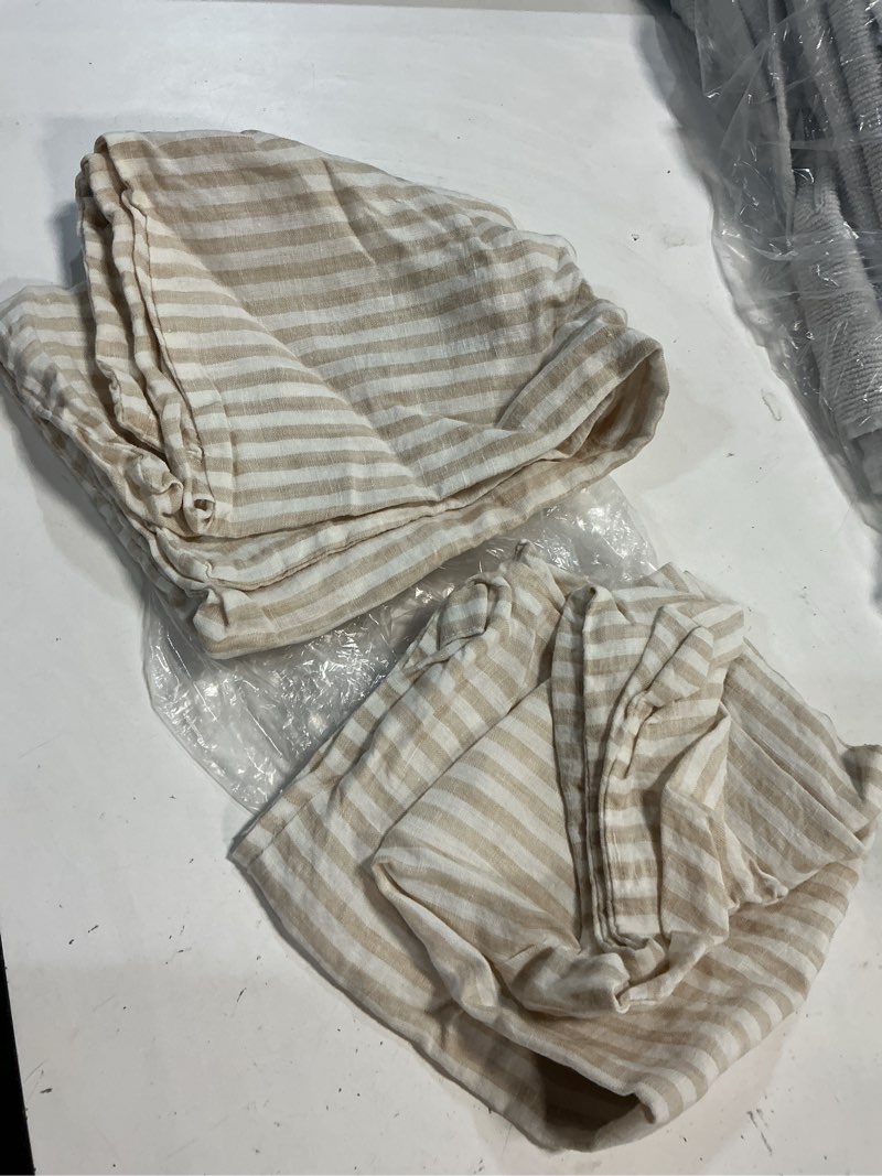 Condition photo showing Good Condition for european linen sham set, standard, natural/white stripe