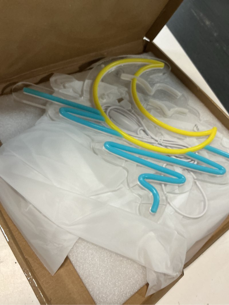 Condition photo showing Good Condition for beach moon seagull neon sign for wall decor usb powered five oclock dimmable bar led light beach bed