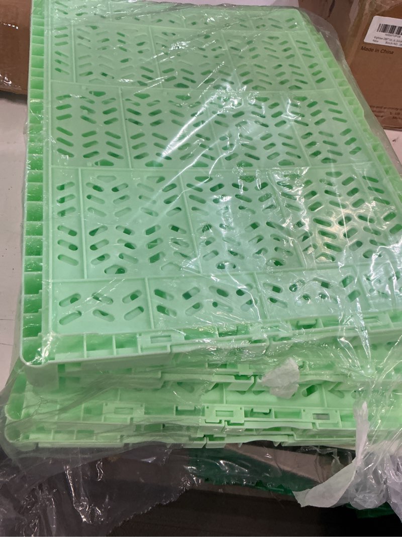 Condition photo showing New/Like New for 20l folding crate, 4pack plastic storage baskets organizer for home and office,collapsible storage crates for home office and outdoor organizer. (green) green-4pack