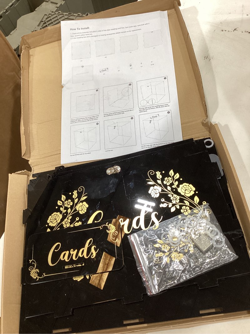 Condition photo showing As Is for hooqict clear acrylic wedding card box with slot large blank gift card boxes for reception, party, wishing well, money box holder, graduation decorations, baby shower style 1