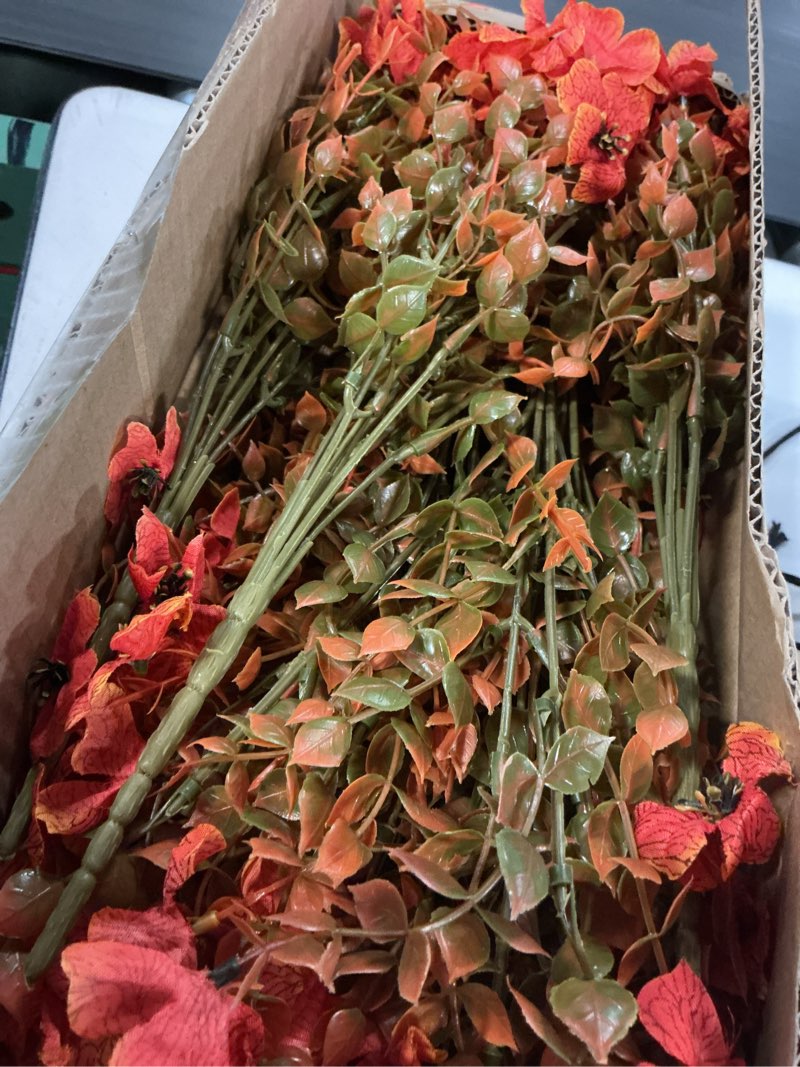 Condition photo showing Good Condition for hananona 18 pcs artificial mum flowers for outdoors, faux fall mums silk flower for outside, fake orange flowers for fall patio front door planter autumn halloween home decorations (18, orange) 18 orange