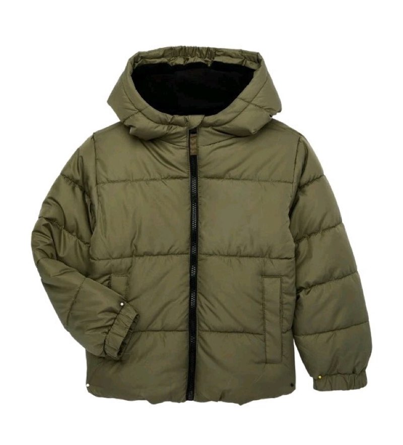 LONDON FOG Boys' Heavyweight Puffer Jacket Fleece-Lined Brushed Microfiber Winter Coat, Olive Drab 2, (similar design)