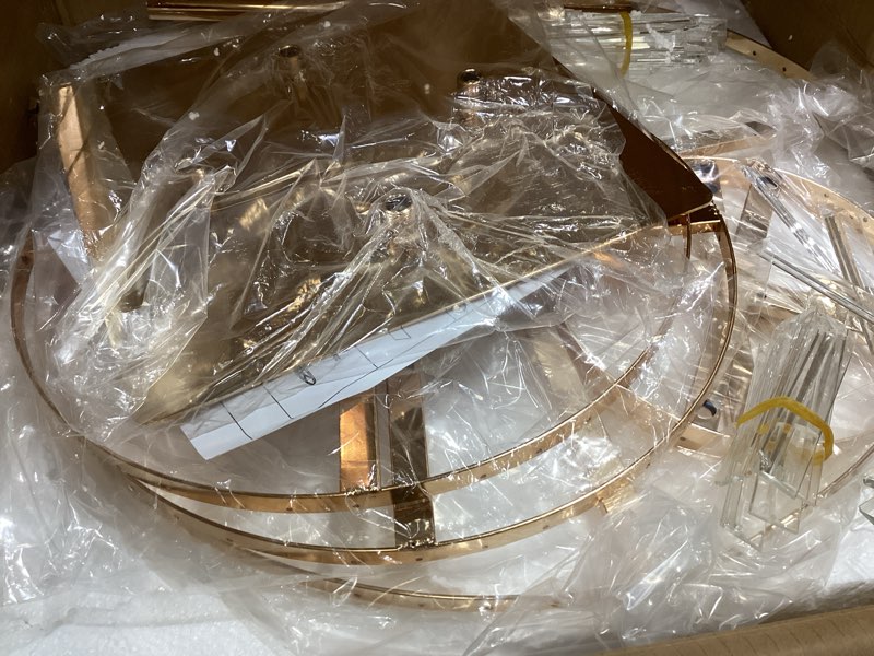 Condition photo showing New/Like New for Gold Crystal Vases for Centerpieces, 47.2in Metal Pedestal Stands for Table Chandelier Centerpiece Wedding, 5 Tier Round Flower Stand for Wedding Reception Birthday Party Events Home Decor