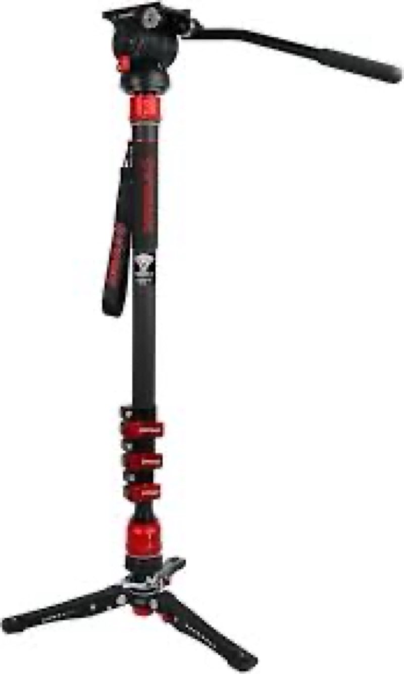 IFOOTAGE Cobra 3 Monopod Camera Stand with Pedal C180F-P, 71" Monopod for Camera Carbon Fiber, Compa