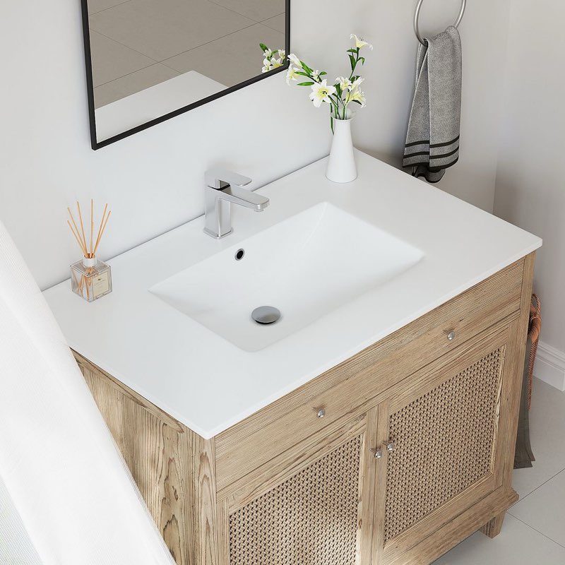 Dayton 37" W x 22" D Vitreous China Vanity Top Sink in White with Single Faucet Hole (Sink Only)