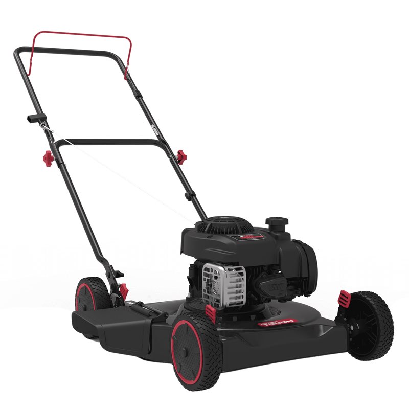 hyper tough 20" 125cc gas powered walk-behind push lawn mower with briggs & stratton engine, black