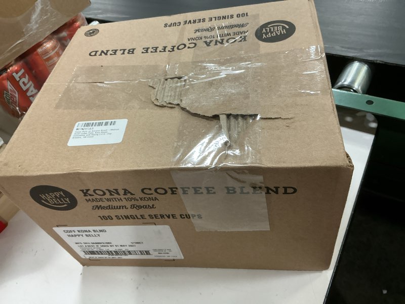 Condition photo showing New/Like New for  Best if used by: 01 mar 2027 Amazon Brand - Happy Belly Medium Roast Coffee Pods, Kona Blend, Compatible with Keurig 2.0 K-Cup Brewers, 100 Count Kona Blend 100 Count (Pack of 1)