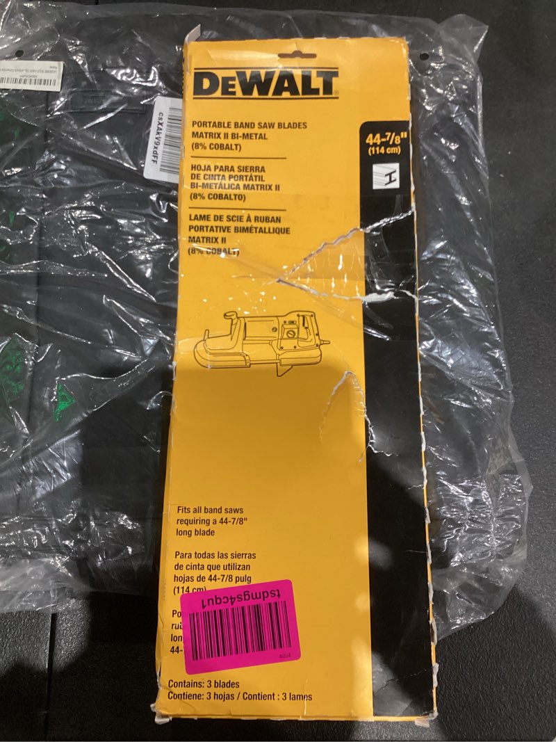 De Walt Portable band saw blades matrix 