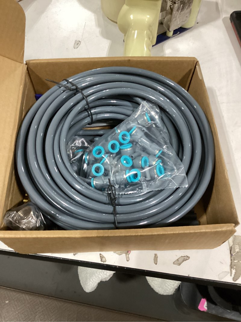 Condition photo showing Good Condition for 50ft 5/16" quick-connect drip irrigation system kit, automatic garden watering system with 15 pcs adjustable spray nozzles for garden, greenhouse, yard, lawn
