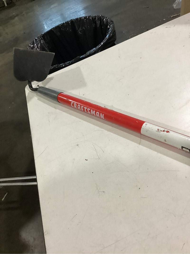 Condition photo showing Good Condition for garden hoe tool, 58 inches hoe garden tool with fiberglass long handle, heavy duty garden hoe for weeding
