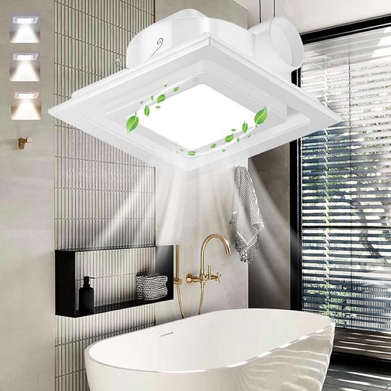 Saranna Bathroom Exhaust Fan with Light, 160 CFM Vent Fan with Light Corlor Change for Ceiling Mount, 15W 1.0 Sone Quiet Bathroom Fan Light Combo for Home/Bath/Office/Hotel (12 inch)