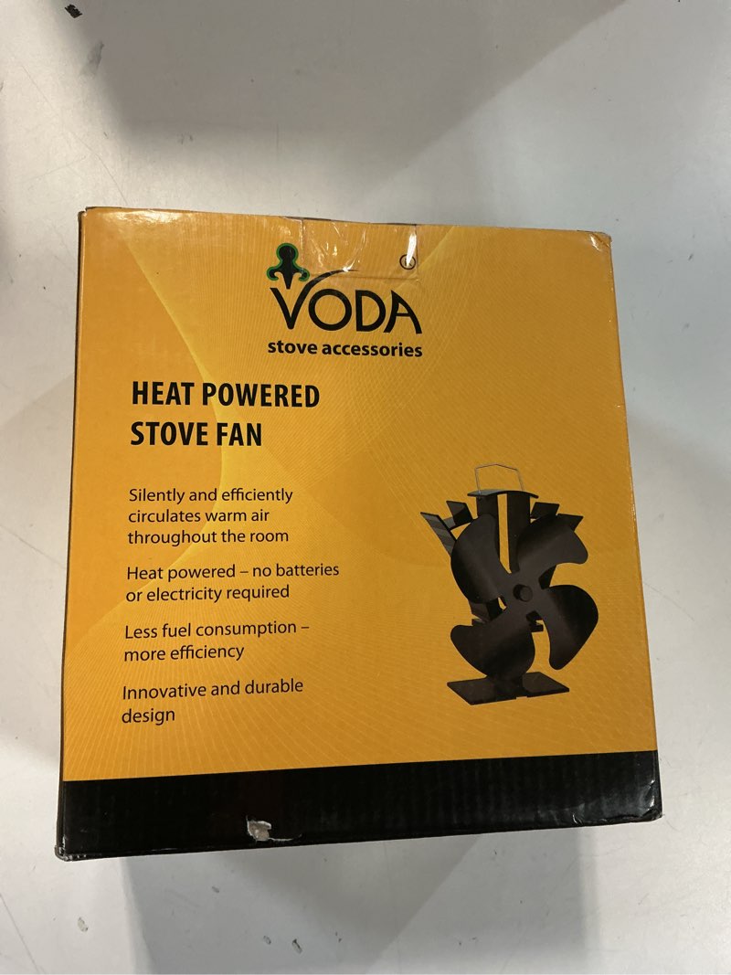 Condition photo showing New/Like New for VODA Wood Stove Fan Small New Designed 4 Blades Heat Powered Fireplace Fan for Home Wood/Log Burner/Fireplace(Black) Small 4 Blades