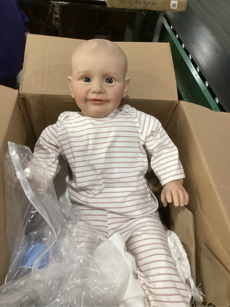 Condition photo showing Good Condition for angelbaby lifelike big reborn baby dolls toddler boy 26 inch realistic newborn doll in soft silicone reborn doll weighted body smiling alive children dolls white3069-boy