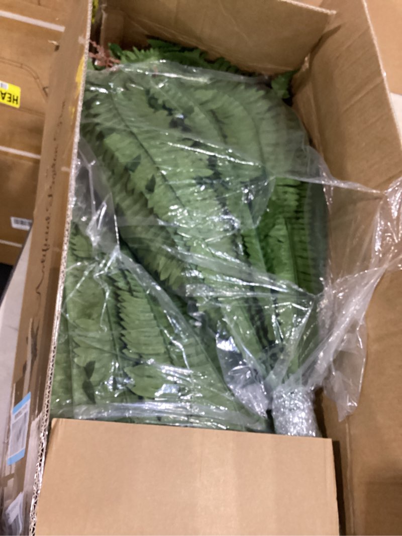 Condition photo showing Good Condition for 2pcs 48"/128leaves artificial boston fern bush, large artificial ferns for outdoors look real fake ferns, uv resistant faux outdoor plants, faux fern vines for home and office decor leaves 2