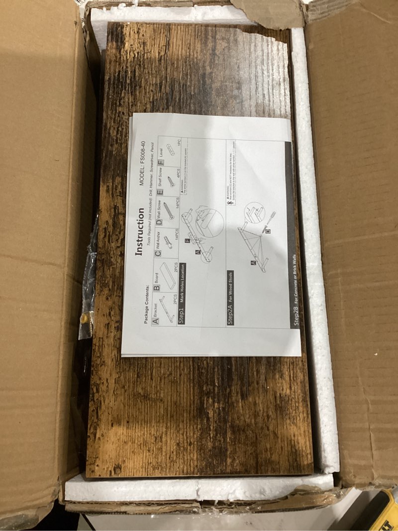 Condition photo showing Good Condition for QEEIG Bathroom Floating Shelves for Wall - 15.7" Wall Mounted Shelf Over Toilet Farmhouse Home Decor Display Bookshelf Small 15.7 x 6.7 inch Set of 2, Rustic Brown (008-40BN) 15.7" A. Brown